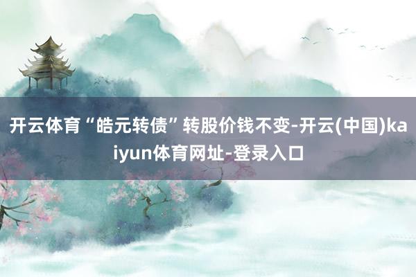 开云体育“皓元转债”转股价钱不变-开云(中国)kaiyun体育网址-登录入口