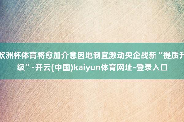 欧洲杯体育将愈加介意因地制宜激动央企战新“提质升级”-开云(中国)kaiyun体育网址-登录入口