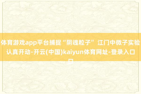 体育游戏app平台捕捉“阴魂粒子” 江门中微子实验认真开动-开云(中国)kaiyun体育网址-登录入口
