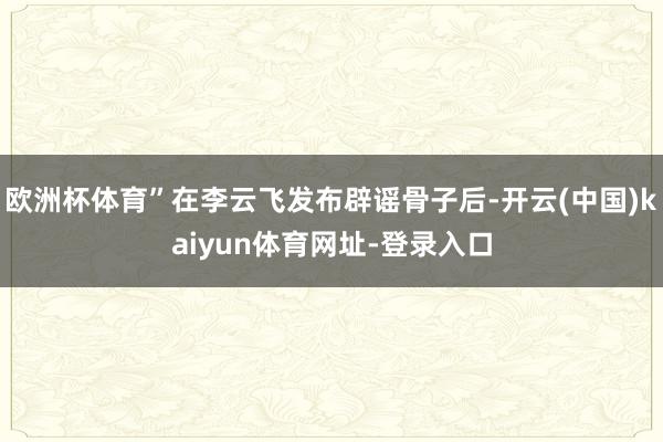 欧洲杯体育”在李云飞发布辟谣骨子后-开云(中国)kaiyun体育网址-登录入口