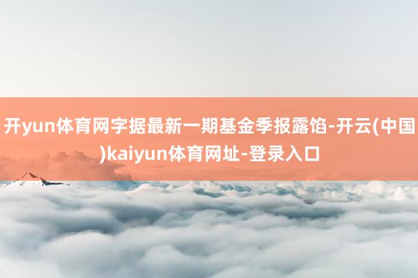 开yun体育网字据最新一期基金季报露馅-开云(中国)kaiyun体育网址-登录入口