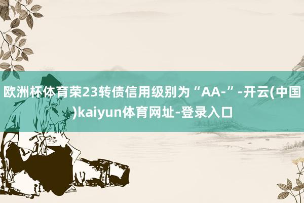 欧洲杯体育荣23转债信用级别为“AA-”-开云(中国)kaiyun体育网址-登录入口